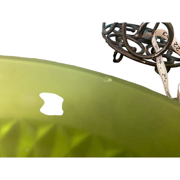 RARE! Vintage Satin Mist Lime by Indiana Glass Diamond Point Bowls 14in - Picture 5 of 6